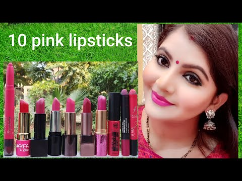 10 pink lipstick lipSwatches for diwali makeup | pink lipstick for brides for WINTERS | RARA |