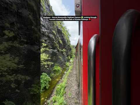Madgaon Rajdhani Express ✅️ cruising through Tunnels & Beautiful Waterfalls of Konkan Railways ♥️