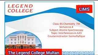 Interferences in AAS | Atomic Spectroscopy | Chemistry 7th | Lecture 04| Mam Saima Rafique