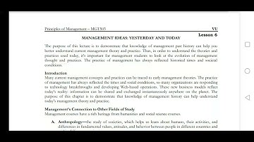 MGT 503 Lesson 6 / Short Lectures /Principles of management / Virtual University Short Lectures / VU