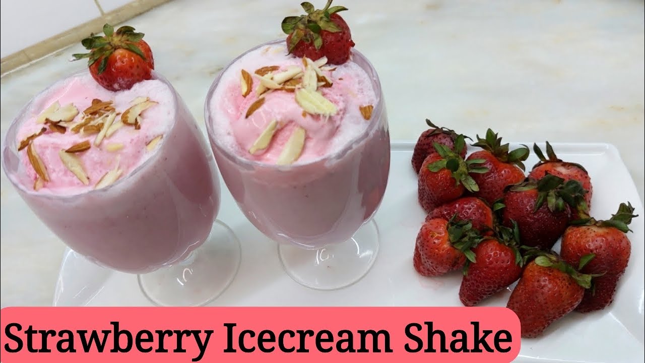 Strawberry Icecream Shake | Strawberry Cold Cream Shake | Fresh ...