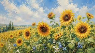 Sunflower Field TV Frame Art 4K | Summer Flowers Oil Painting for Samsung Frame TV screenshot 5