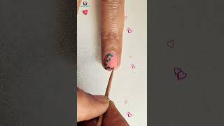 Green on peach swirly nail art design for short nails #nailsbyamrita #dragmarblenailart