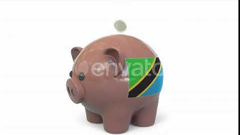 Putting Money Into Piggy Bank with Flag of Tanzania | Motion Graphics - Envato elements