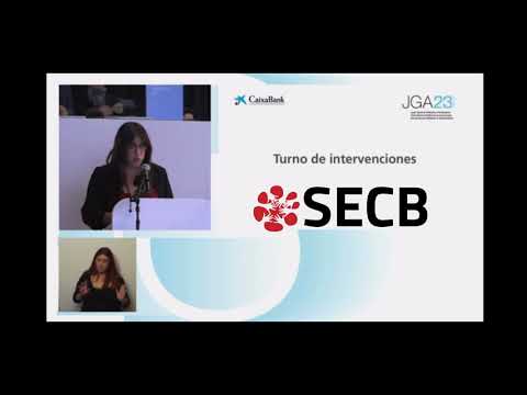 Begoña Peiro, presidenta de SECB interviene en la JGA de CaixaBank