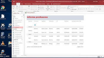 Crear un informe en Access usando el asistente.