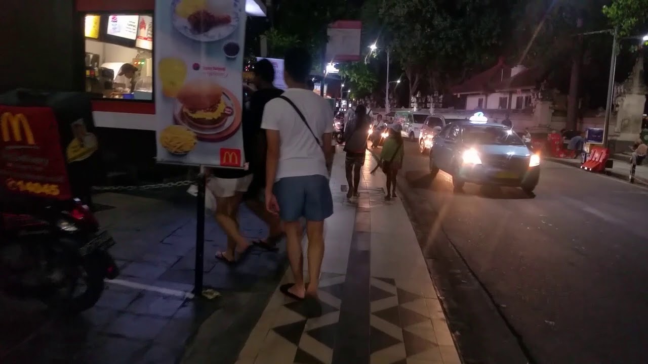 Kuta Beach Walking Street At Night