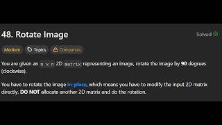 48. Rotate Image | LeetCode | Medium | LeetCode 48