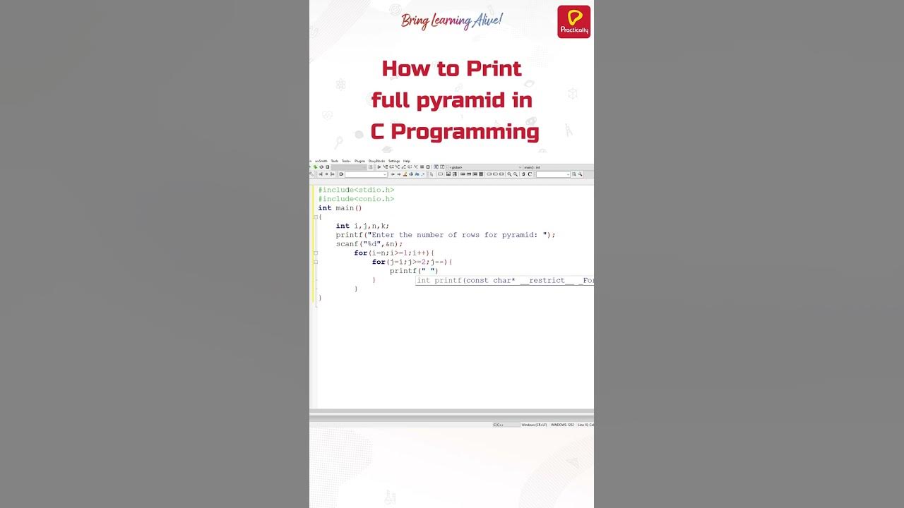 How to print full pyramid star * 🔥🔥 pattern in C Programming ...