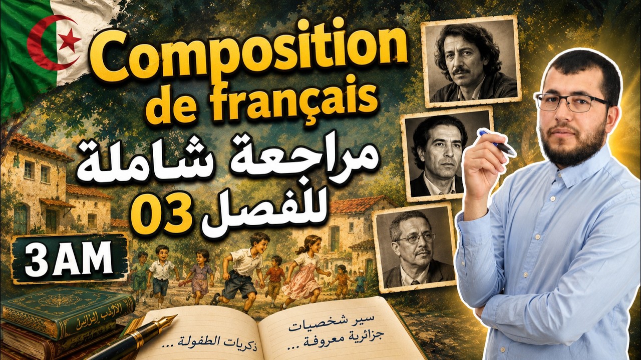 3AM. Composition de français  n°03. مراجعة شاملة لاختبار الفرنسية للثالثة متوسط. الفصل الثالث