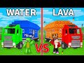 Jjs lava truck vs mikeys water truck build battle in minecraft  maizen