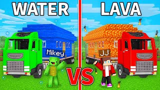 JJ's LAVA Truck vs Mikey's WATER Truck Build Battle in Minecraft - Maizen