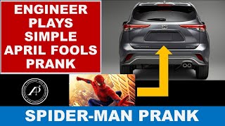Simple April Fools Prank By Engineer - When You Put The Car In Reverse, You See A Spiderman Prank