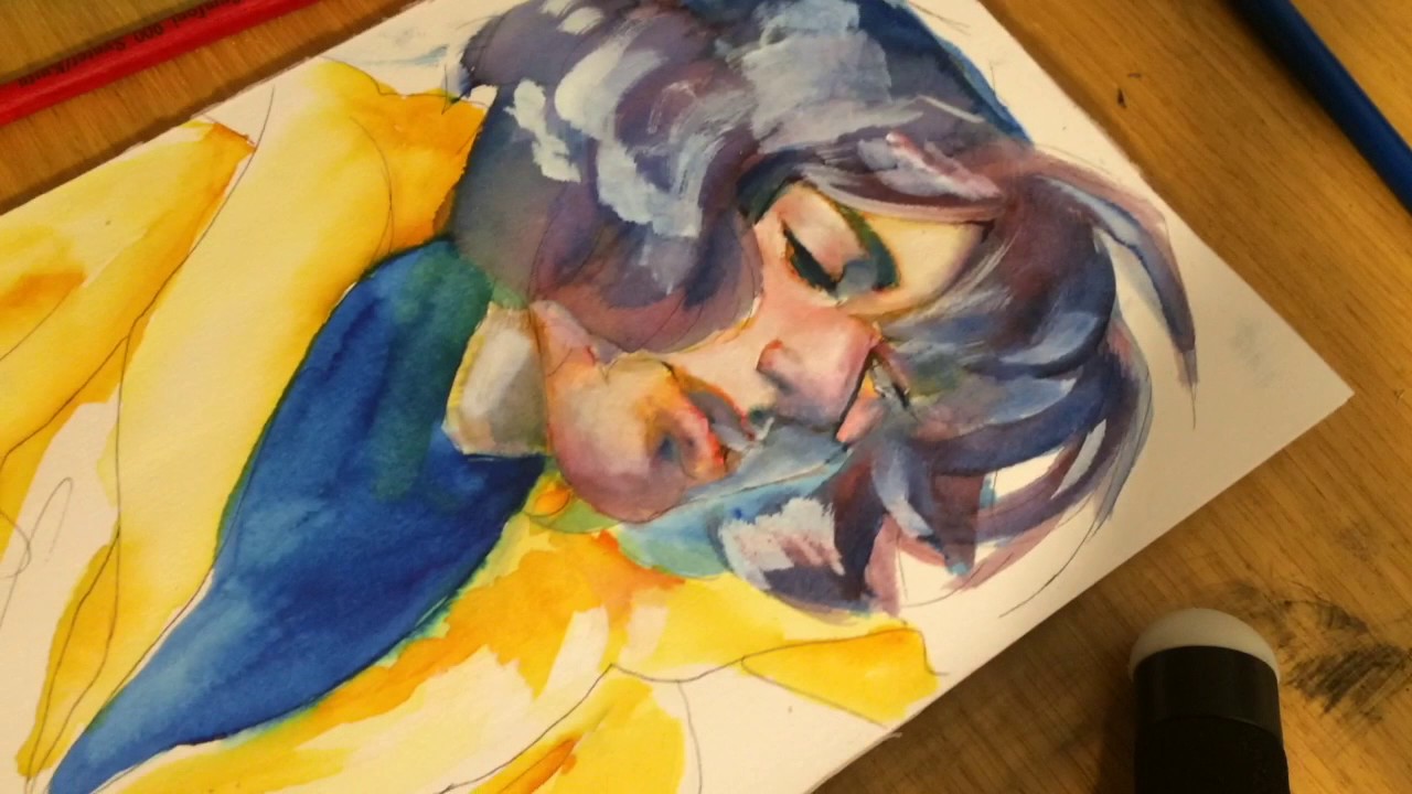 fountain pen ink wash time lapse YouTube