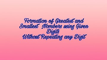 Greatest and Smallest Numbers With Given digits Without Repeating Digits | RADIANT LEARNING
