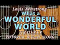 What a Wonderful World - Ukulele Tutorial &amp; Cover (play along) w/ LYRICS &amp; CHORDS   Easy key=C