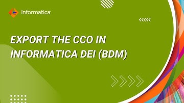 How to Export the CCO in Informatica DEI (BDM)