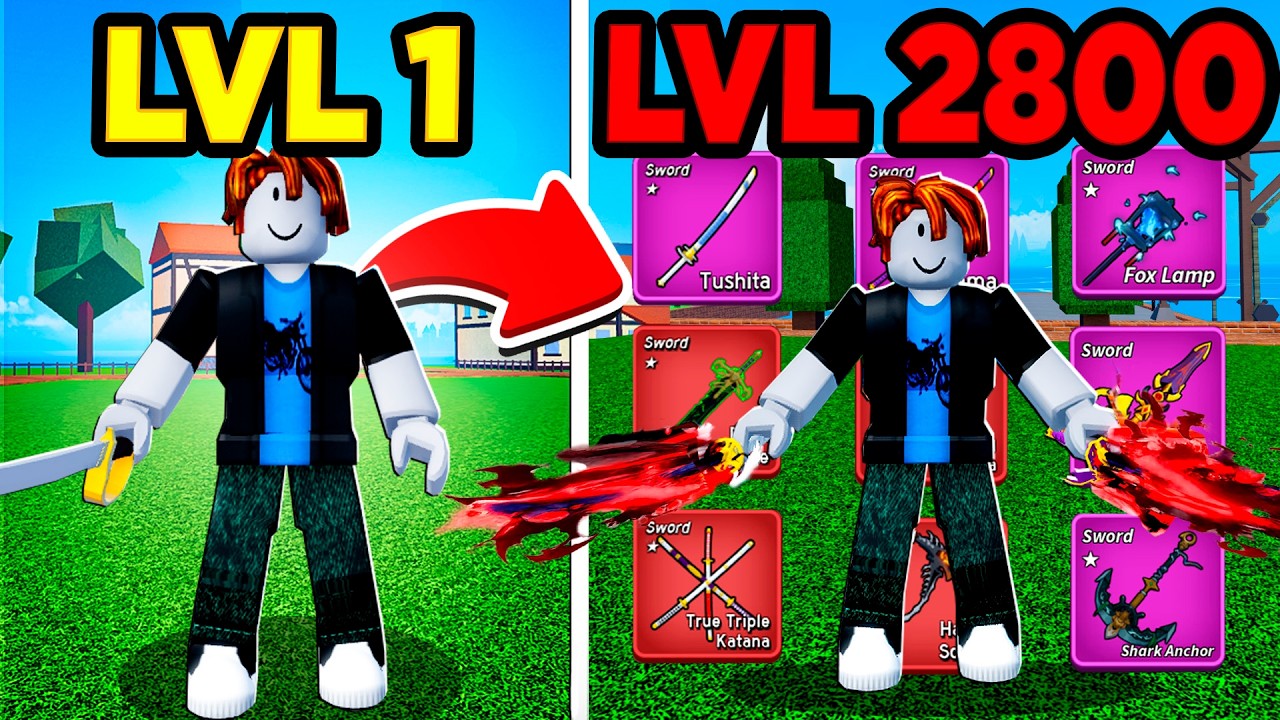 NOOB TO MAX IN BLOX FRUITS WITH ONLY SWORDS - YouTube