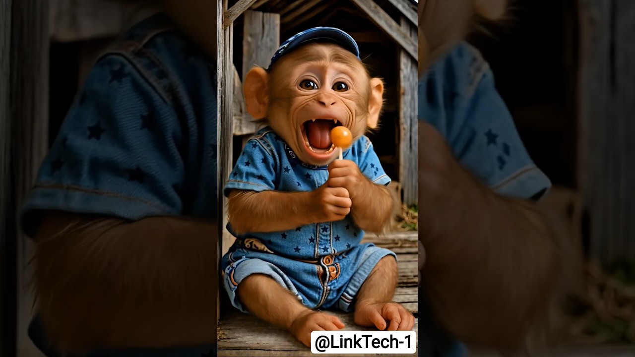 Baby Monkey's Reaction is priceless | when he tries lollipop - Kid's Love 😘 
