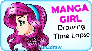 NEW Beautiful Manga Girl + Wavy Hairstyle - Drawing Time lapse Mei Yu Art screenshot 3