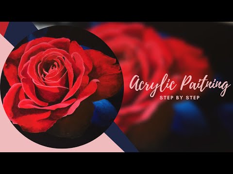 Red Rose | Acrylic Painting | Full tutorial