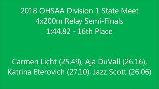 2018 OHSAA Division 1 State Track Meet Semi-Finals - Girl's 4x200m Relay - Noronia