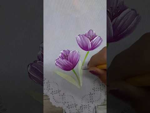 Cómo Pintar Flores Fácil #pintura #pinturaentela #pintandoconlydia #shorts