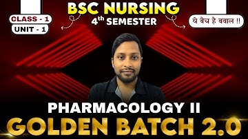 Class- 1 bsc nursing 4th sem pharmacology | 2025 online classes | bhushan science