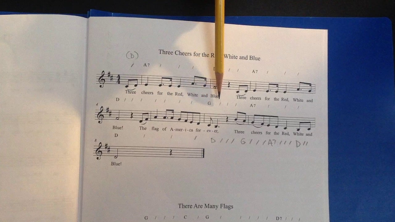 Three Cheers For The Red White And Blue With Music On The Screen Youtube