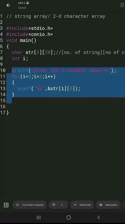 2-D character array in c programming || Array in c || #shorts #arrays ...