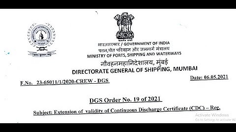EXTENSION OF VALIDITY OF CDC DGS ORDER NO. 19 OF 2021