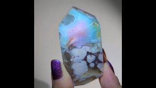Blue and pink flower agate freeform