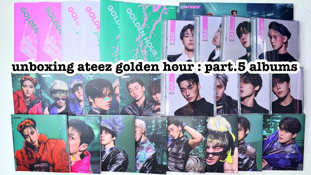 ☼ unboxing ateez golden hour : part.5 albums ☀︎ photobooks