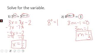 11-2 Solving Exponential Equations using b^0 = 1 and Common Bases