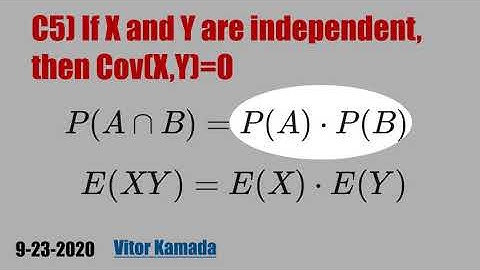 C5) If X and Y are independent, then Cov(X,Y)=0