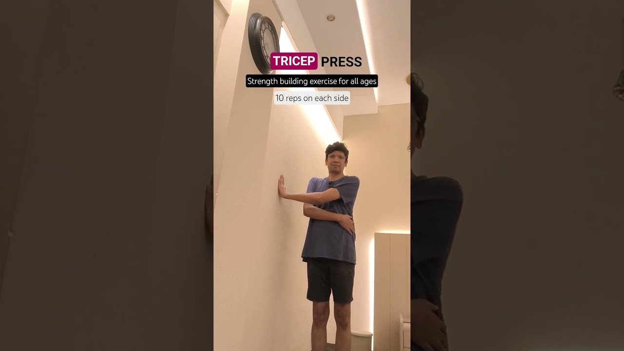 TRICEP PRESS. Strength building bodyweight exercise for all ages. #triceps #tricepsworkout #tricep