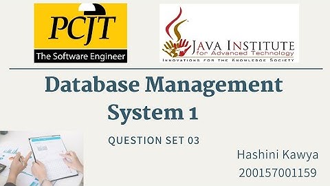 Java Institute | Database Management System | Question Set 03 | Hashini Kawya