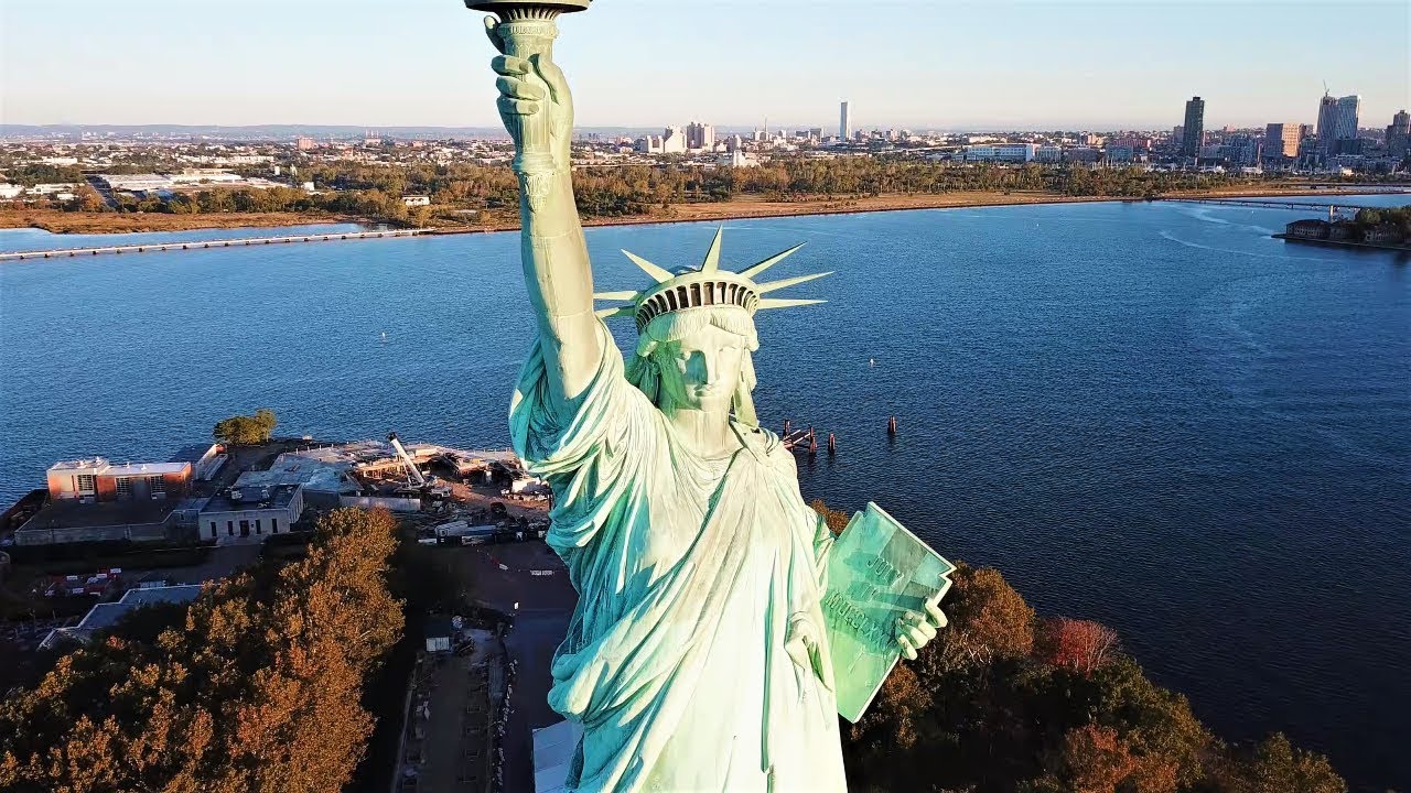 Statue of Liberty via Drone - 4k Video - YouTube