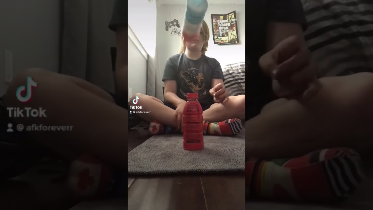 Cap on cap bottle flip