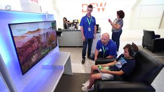 Inside the new video game lounge at DFW Airport