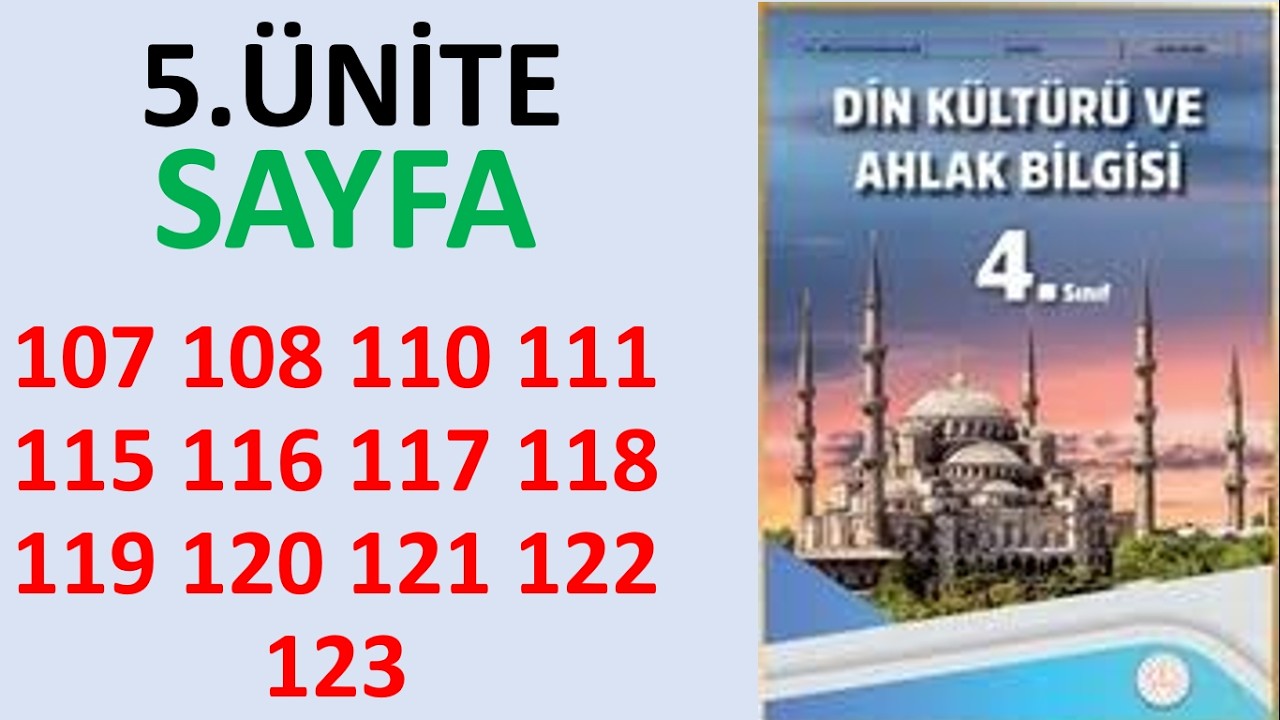 4. SINIF DİN KÜLTÜRÜ DERS KİTABI cevapları 107 108 110 111 115 116 117 118 119 120 121 122 123
