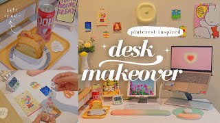 (cc) Wow! Desk Makeover 🖥️ unbox📦, clean & organize🪴, pinterest inspired💗💫 Make Your Work Easier✨