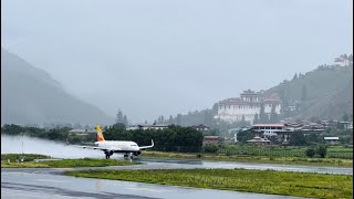 World’s Dangerous airport - Paro, Bhutan | Takeoff in Heavy Rain | A319
