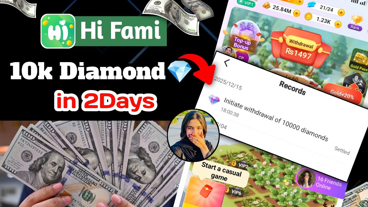 HiFami 10k Diamond💎 Withdraw | HiFami How to Earn Diamonds