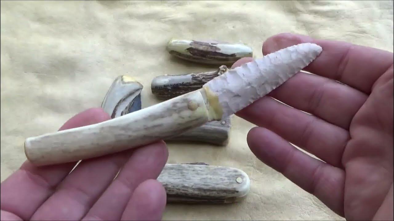 My Folding Flint Blade, Antler Handle Pocket Knives I've Made YouTube