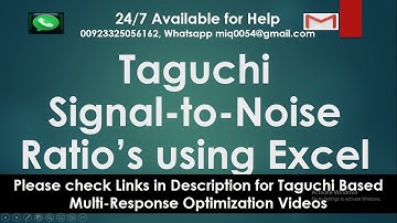 Taguchi SN ratios Larger the Better using excel | Taguchi Design of Experiments |  Taguchi method
