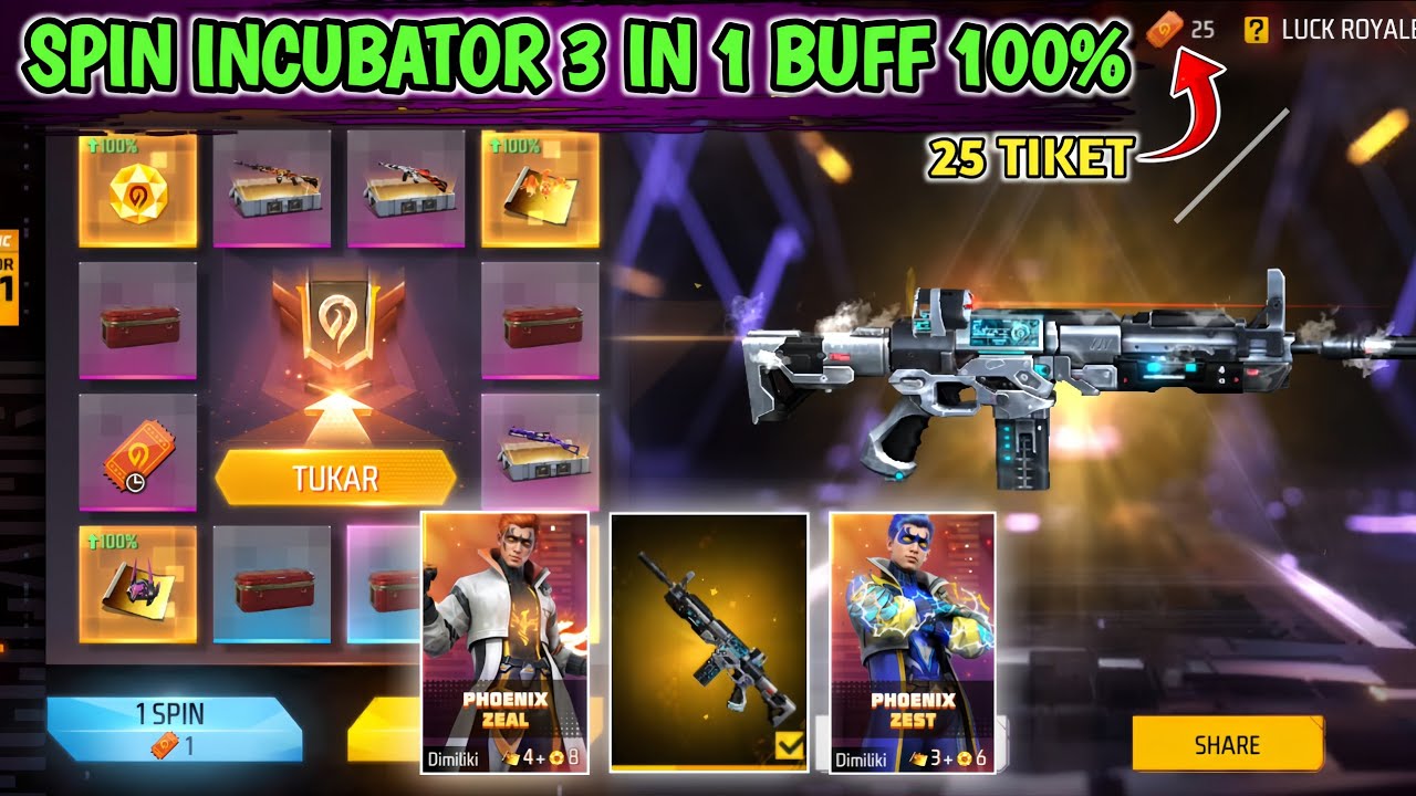 TRIK SPIN INCUBATOR 3 IN 1 BUFF 100% TERBARU || MODAL 25 TIKET DAPAT BUNDLE UTAMA & SCAR TITAN!!