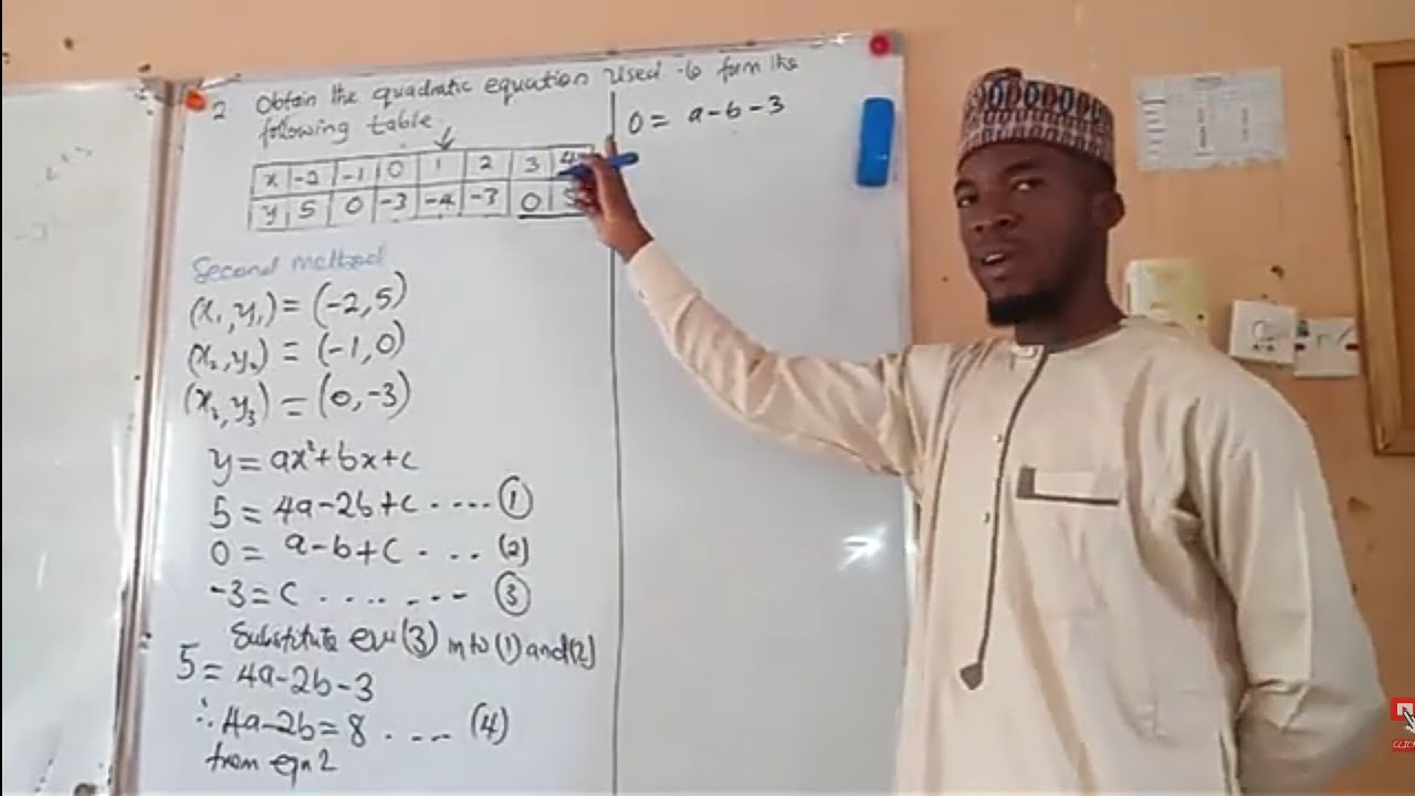 How to obtain Quadratic Equation from the table of values. PART2 - YouTube