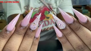 Acrylic How To Do Stiletto Shape | Nails Art | | Nail Tutorial |