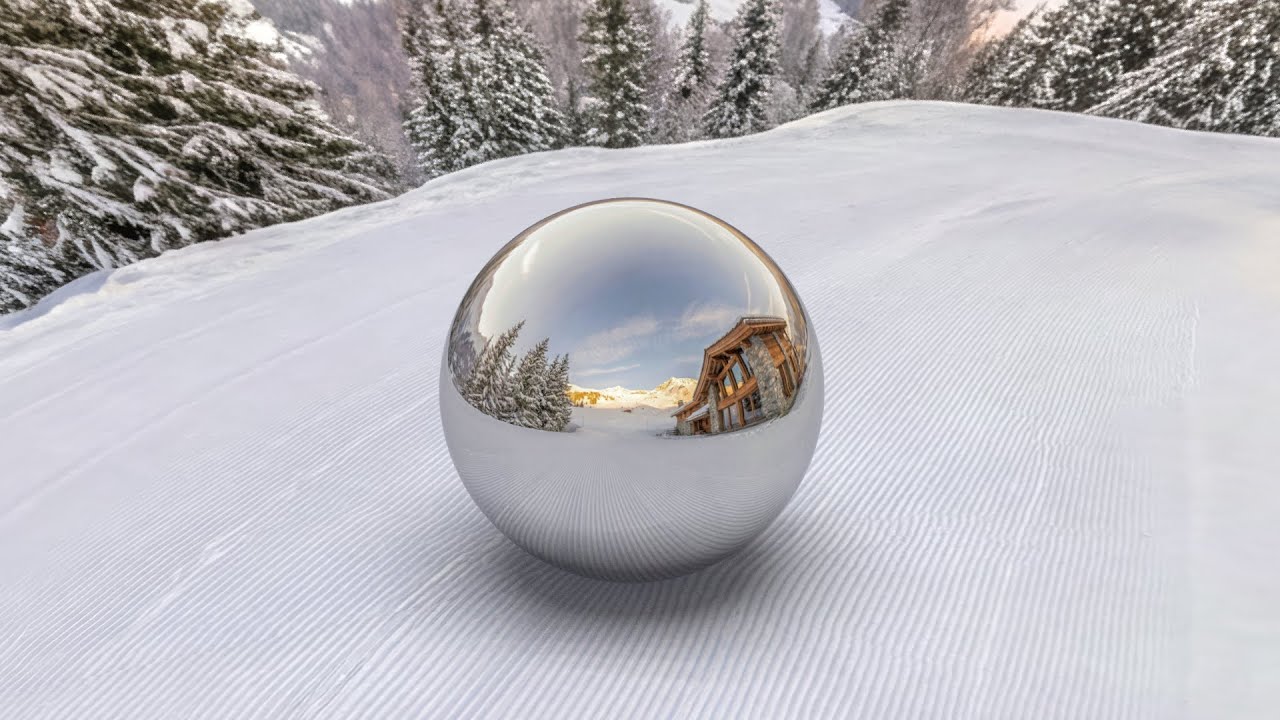 🏔️ Luxury Alpine Wooden Chalet on Snowy Mountain Ski Slope HDRI 360° Panorama - 8K .EXR .HDR .JPG ❄️